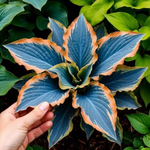 Хоста Океан Вью купить по цене от 960р. в интернет-магазине «Посадика» с доставкой почтой в в Кусае и по всей России – [изображение №1].